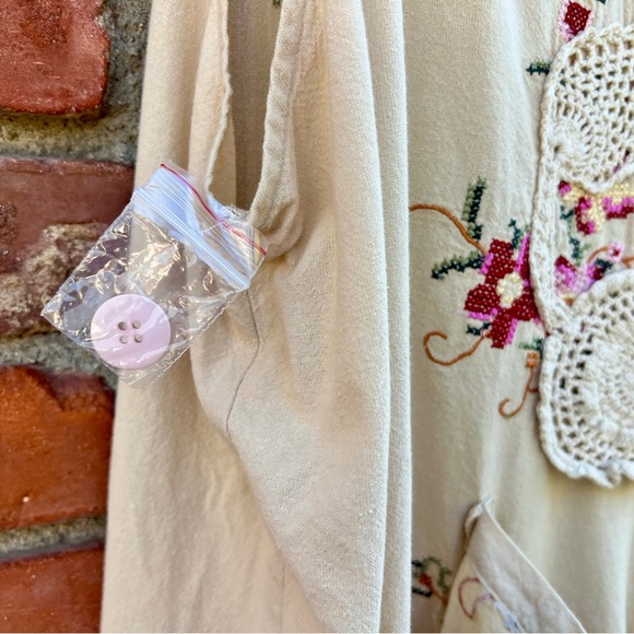 Boho Embroidered Cream Wide-Leg Jumpsuit - Picture 7 of 10